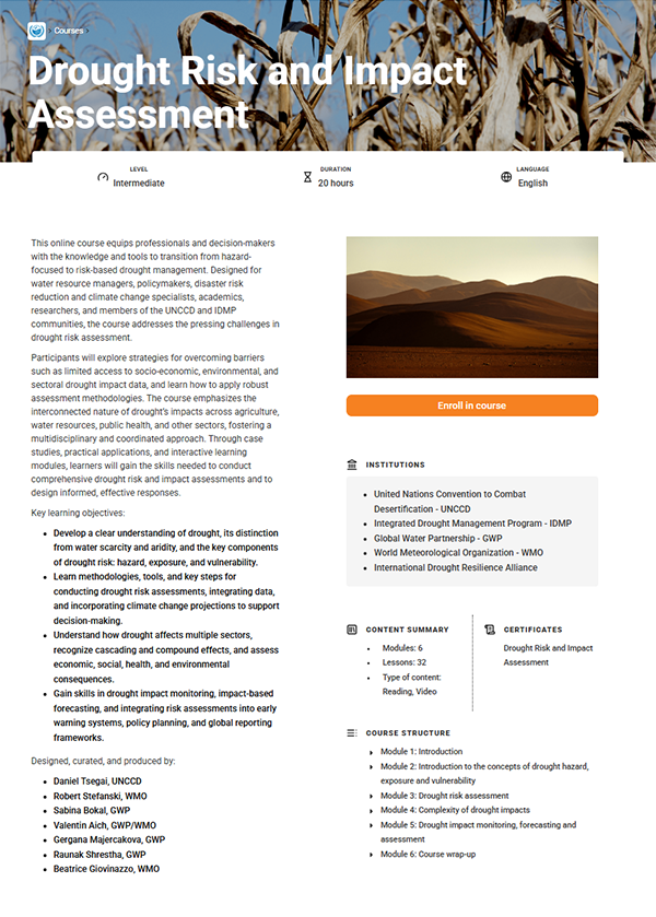 Drought Risk and Impact Assessment online course homepage